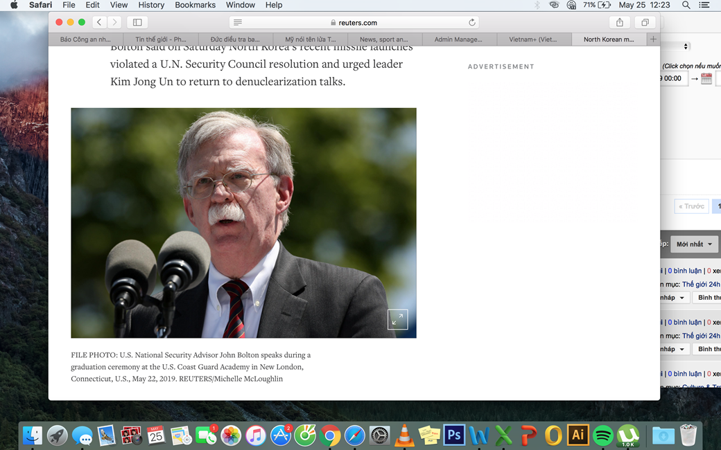 Cố vấn An ninh Mỹ khẳng định Triều Tiên phóng tên lửa đạn đạo 